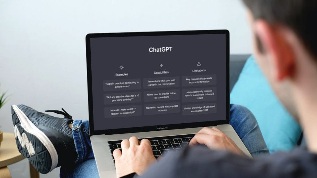Man using chatgpt on his laptop