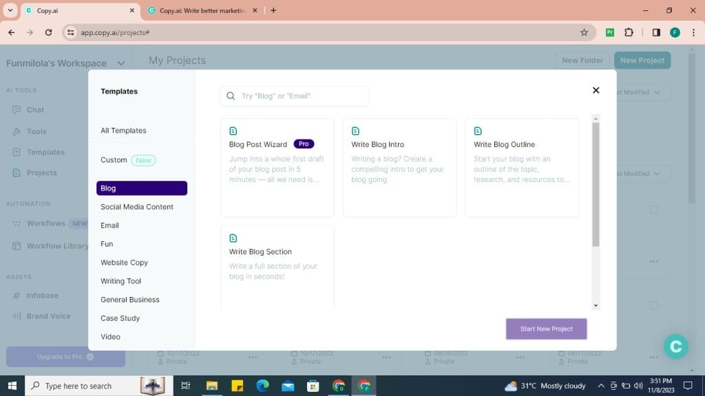 copy ai blog feature