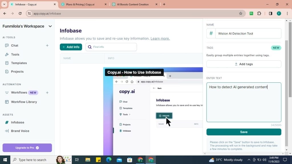 copy ai infobase