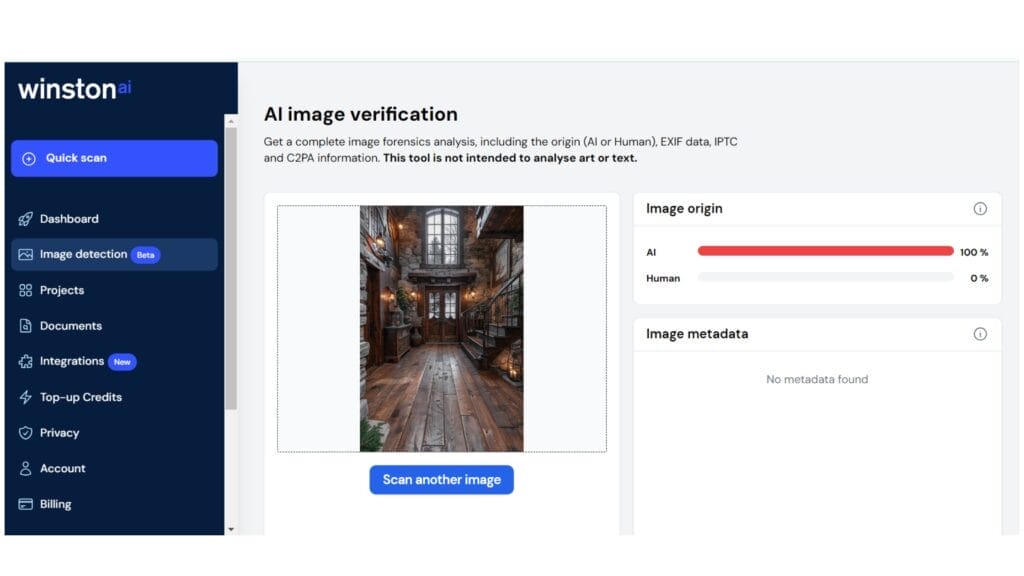 comment vérifier si une image est AI avec Winston AI