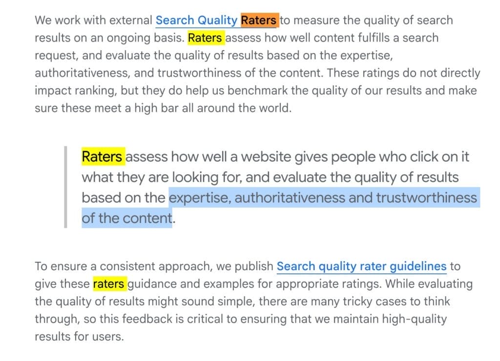 google search quality ratings