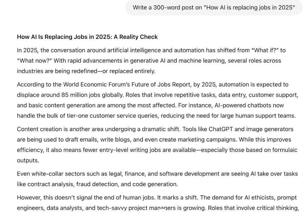 chatgpt output