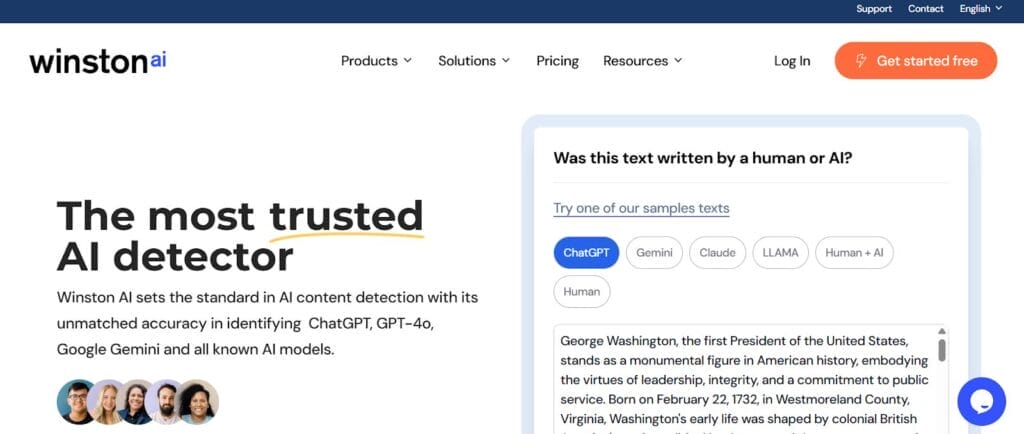 winston ai homepage screenshot