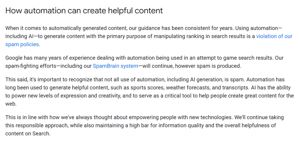 wie Automatisierung hilfreiche Inhalte erzeugt Google