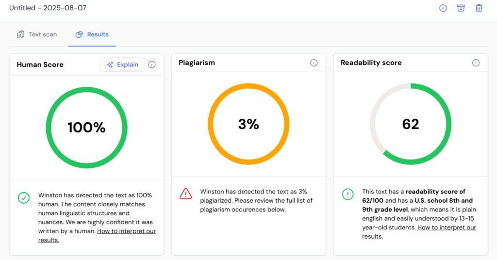 ai detection results