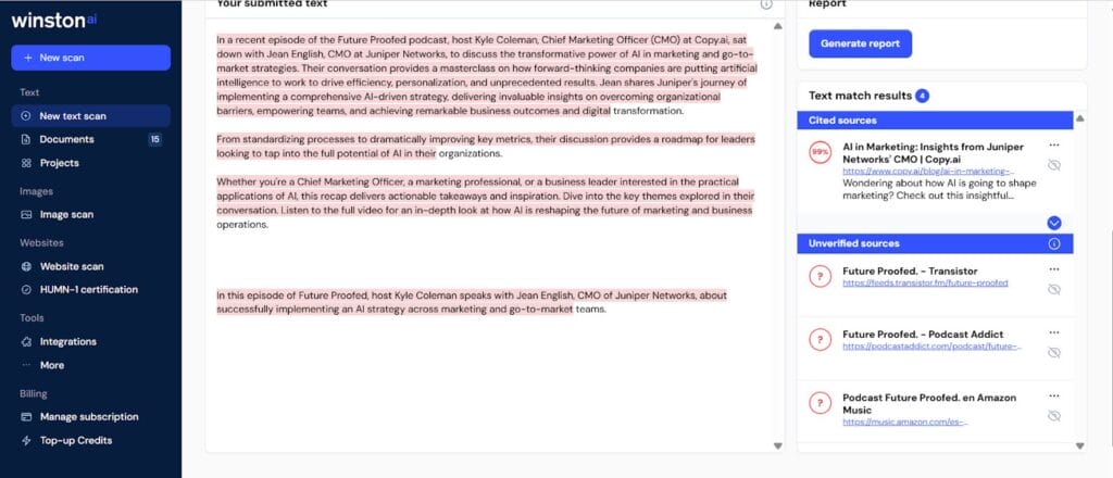 plagiarism screenshot