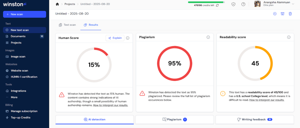 avaliação da IA da winston IA gerada