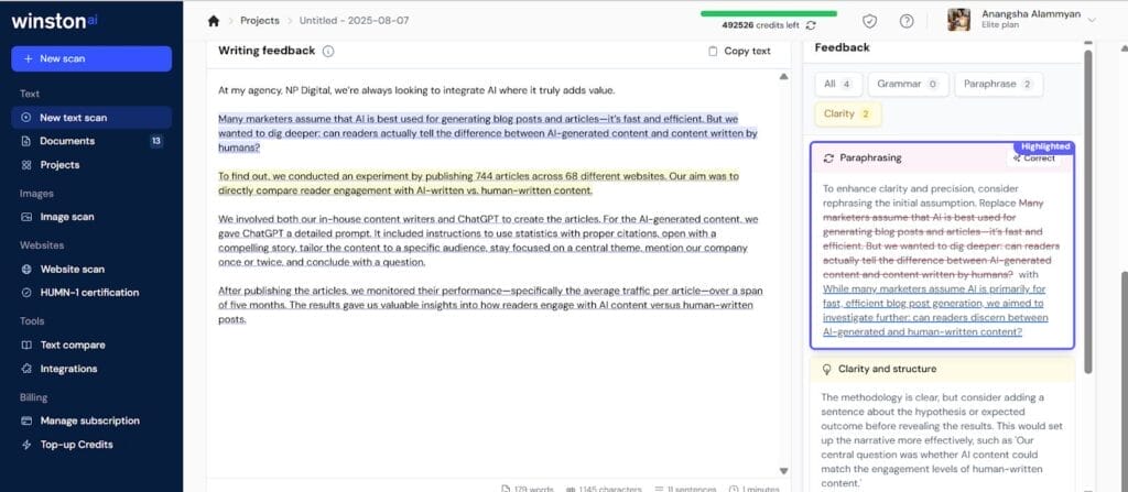 writing feedback ideas