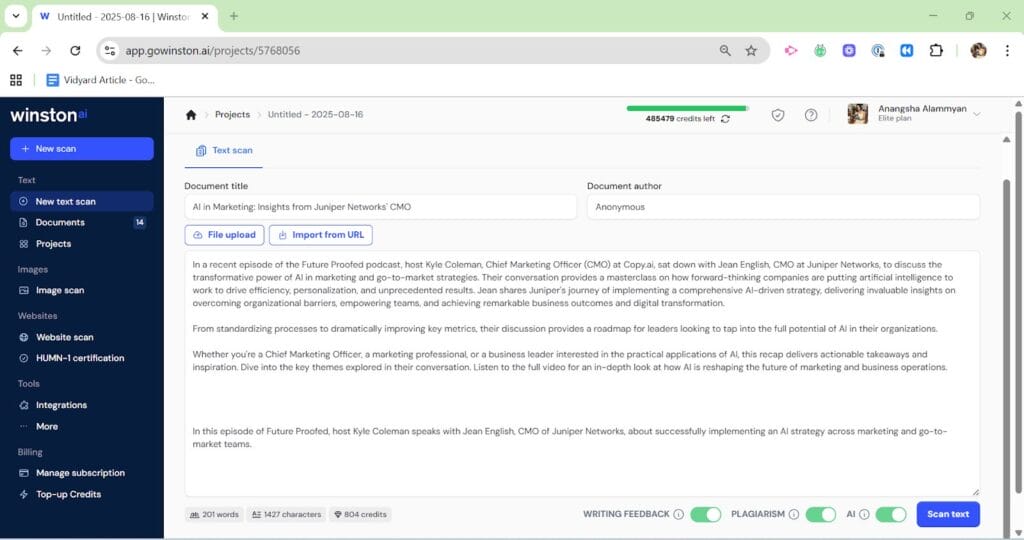 winston ai dashboard