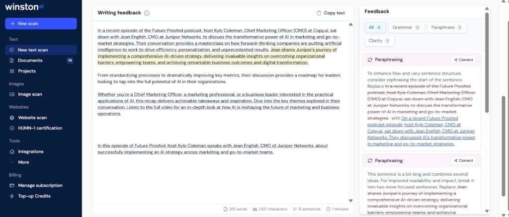 comentarios sobre la escritura