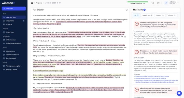 Fact checker screenshot