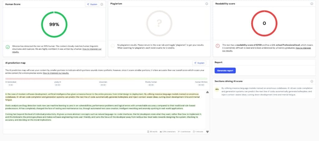 puntuaci&oacute;n de IA winston