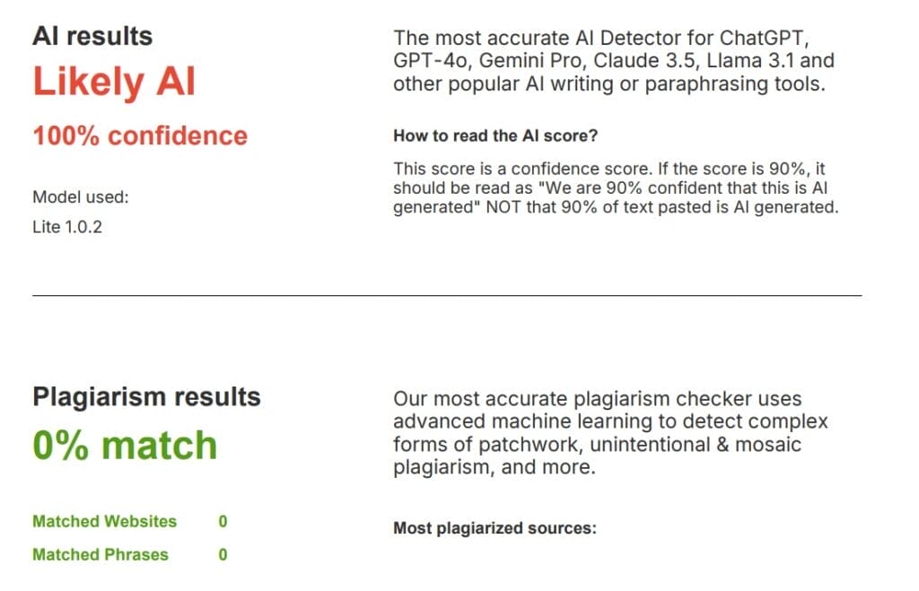 originality ai report