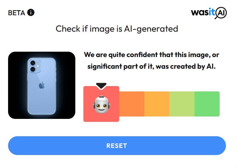 WasItAI - confident image was created by AI