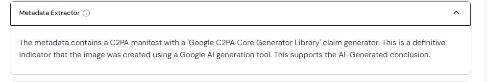 Winston AI metadata extractor - Google C2PA generator