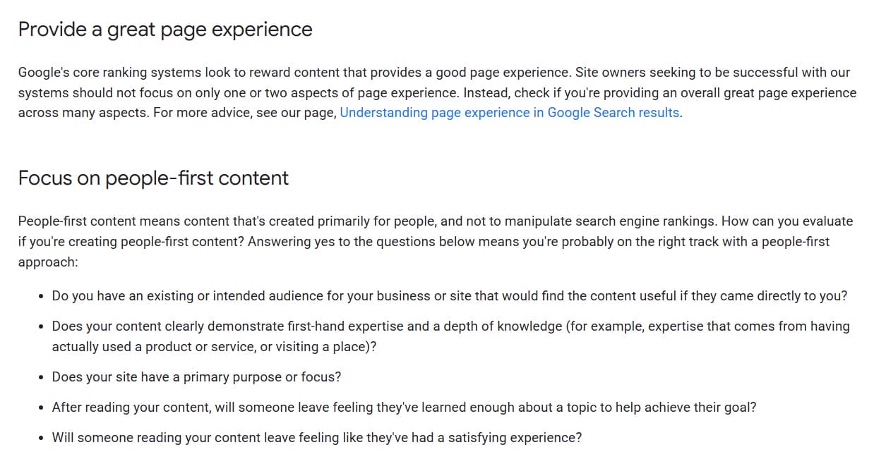 Google Search Central people-first content guidelines